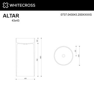 Напольная раковина WHITECROSS Altar 0737.043043.2XXXXS 43 см RAL мат